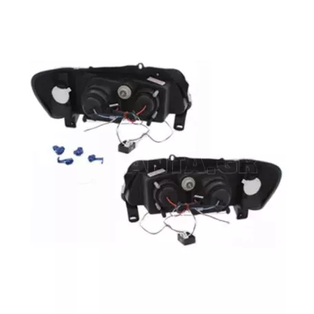 Μπροστινά Φανάρια Set Για Peugeot 106 96-03 Angel Eyes Μαύρα H1/H1 Manual JunYan 