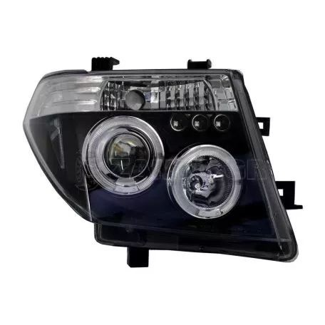 Μπροστινά Φανάρια Set Για Nissan Navara D40 05-10 Angel Eyes & Led Μαύρα H1/H1 Manual JunYan 