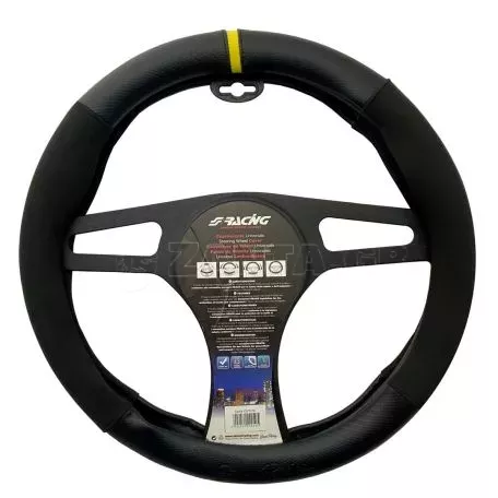 Simoni Racing ΚΑΛΥΜΜΑ ΤΙΜΟΝΙΟΥ SPORTY CARBON LOOK ΜΑΥΡΟ/KITΡINO ΟΙΚΟΛΟΓΙΚΟ ΔΕΡΜΑ 37-39cm SIMONI RACING  - 1 τεμ. SRCVT/74 