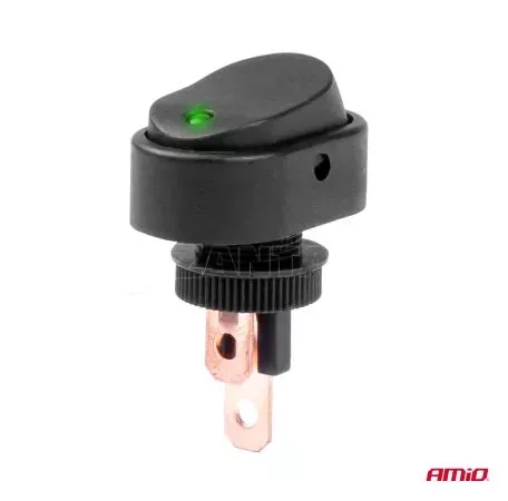 AMIO ΔΙΑΚΟΠΤΗΣ ON/OFF  3 ΕΠΑΦΩΝ ΜΕ LED ΠΡΑΣΙΝΟ 12/24V Φ12mm 30A ΜΕ ΣΠΕΙΡΩΜΑ ΟΒΑΛ ΑΜΙΟ - 1 ΤΕΜ. 03087/AM 