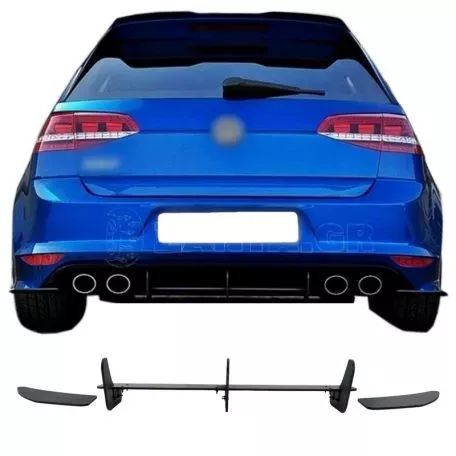 Diffuser Πίσω Προφυλακτήρα Για VW Golf VII (7) 13-17 Για R Έκδοση Mat Black 3 Bars & 2 Side Splitters Από Πλαστικό 3 Τεμάχια 