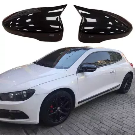 Καπάκια Καθρεφτών Για VW Scirocco 08-17, Eos 06-15, Passat CC 08-12, Jetta 10-18 Γυαλιστερό Μαύρο 2 Τεμάχια 