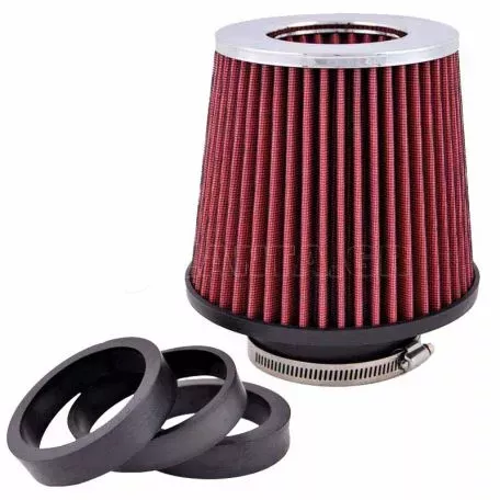 Φιλτροχοάνη Αυτοκινήτου Διπλής Ροής Universal 160x155mm Φ77mm Με 3 Αντάπτορες Φ60/63/70mm Κόκκινη 