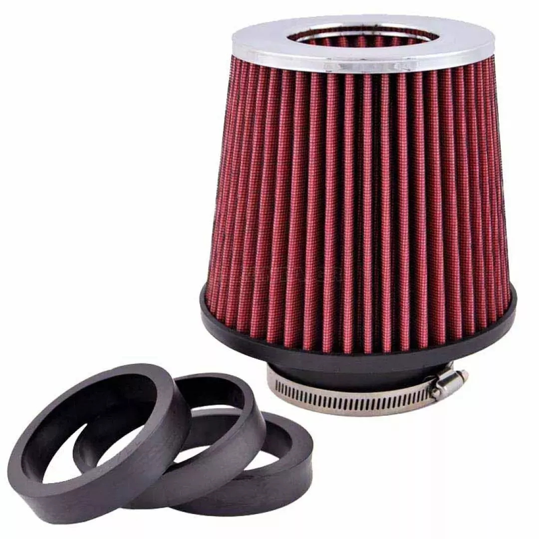 Φιλτροχοάνη Αυτοκινήτου Διπλής Ροής Universal 160x155mm Φ77mm Με 3 Αντάπτορες Φ60/63/70mm Κόκκινη