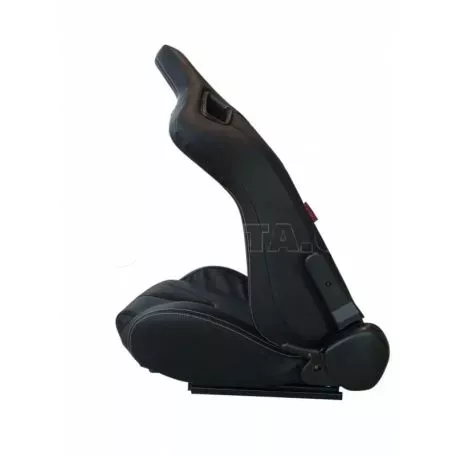 Καθίσματα Bucket R8 Style Δερματίνη Μαύρα Με Άσπρες Ραφές Ζευγάρι 2 Τεμαχίων 