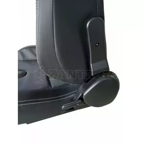 Καθίσματα Bucket R8 Style Δερματίνη Μαύρα Με Άσπρες Ραφές Ζευγάρι 2 Τεμαχίων 