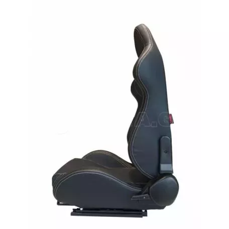 Καθίσματα Bucket Apollo Sport Δερματίνη Μαύρο Με Άσπρες Ραφές Ζευγάρι 2 Τεμαχίων 