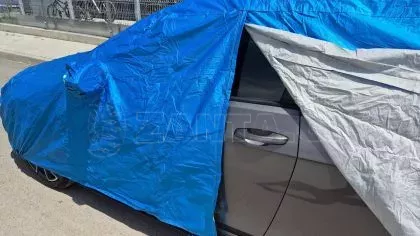 Κουκούλα αυτοκινήτου με επένδυση, φερμουάρ πόρτας και υποδοχές για τους καθρέπτες 520x180x150cm - μέγεθος SUV - μπλε 