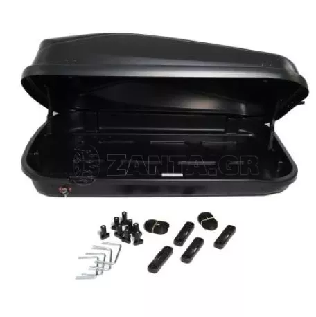 Μπαγκαζιέρα οροφής Junior Easy 132x78x36cm με μονόπλευρο άνοιγμα και κλειδί, 320 λίτρα - μαύρη γυαλιστερή 