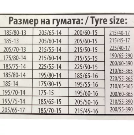 Αντιολισθητικές αλυσίδες (μέγεθος 80) για 13'', 14'', 15'' , 16'' ζάντες - σετ 2τμχ. 