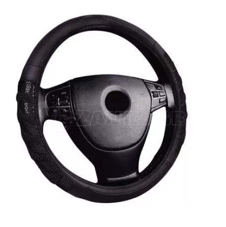 Δερμάτινο κάλυμμα τιμονιού 38 cm - Comfort - μαύρο χρώμα -1 τμχ. 