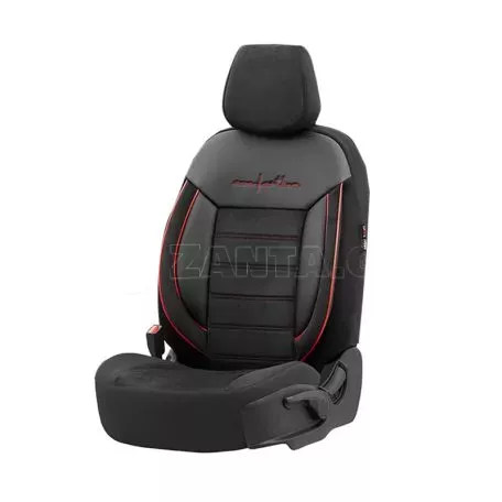 Καλύμματα Αυτοκινήτου Otom Comfortline Design Universal Sued / Rachel / Δερματίνη Σετ Εμπρός / Πίσω 11 Τεμαχίων Μαύρο Με Κόκκινο Ρέλι CMF-218 