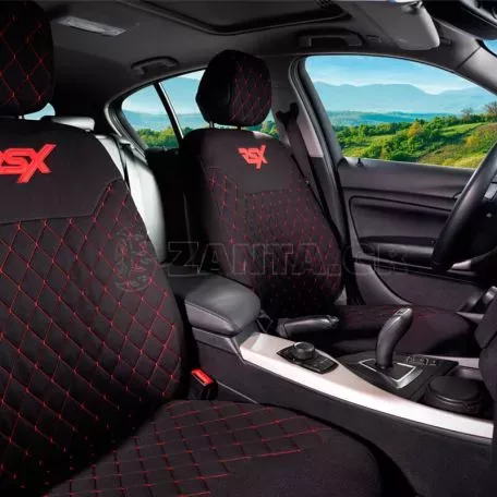 Ημικαλύμματα Μπροστινών Καθισμάτων Otom RSX Sport Ύφασμα Κεντητό Καπιτονέ Μαύρο Με Κόκκινη Ραφή RSXL-102 2 Τεμάχια 