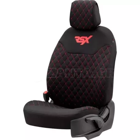 Ημικαλύμματα Μπροστινών Καθισμάτων Otom RSX Sport Ύφασμα Κεντητό Καπιτονέ Μαύρο Με Κόκκινη Ραφή RSXL-102 2 Τεμάχια 