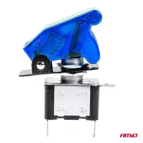 Διακόπτης Αεροπορικού Τύπου ON/OFF Led Μονός 12/24 Volt 20A Φωτιζόμενος Μπλε Amio 03096 