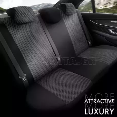 Καλύμματα Αυτοκινήτου Otom Toro Design Universal Βαμβακερό Ύφασμα / Δερματίνη Σετ Εμπρός / Πίσω 11 Τεμαχίων Μαύρο / Γκρι ΤRΟ-902 