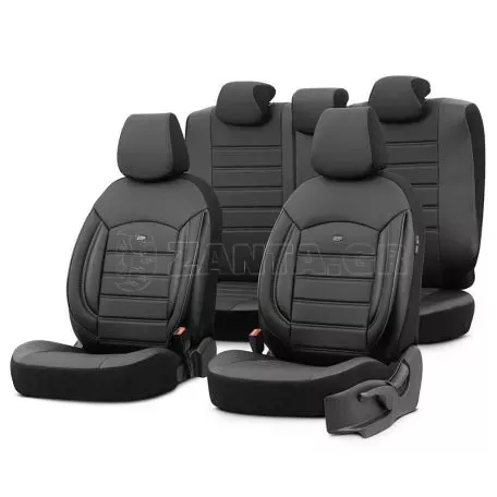Καλύμματα Αυτοκινήτου Otom Inspire Design Universal Full Δερματίνη Σετ Εμπρός / Πίσω 11 Τεμαχίων Μαύρο INS-3501 