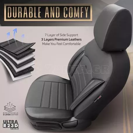 Καλύμματα Αυτοκινήτου Otom Inspire Design Universal Full Δερματίνη Σετ Εμπρός / Πίσω 11 Τεμαχίων Μαύρο INS-3501 