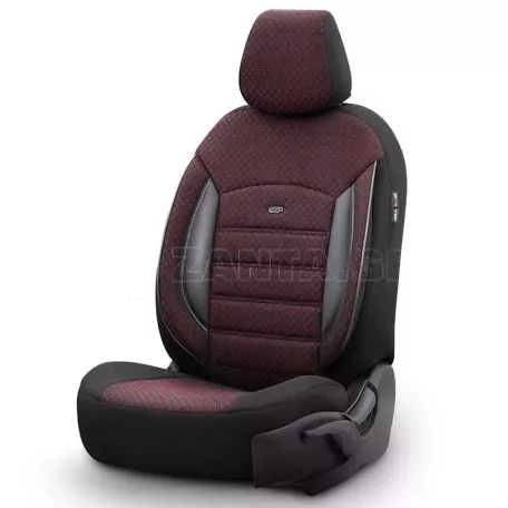 Καλύμματα Αυτοκινήτου Otom Sport Plus Design Universal Βαμβακερό Ύφασμα / Rachel / Δερματίνη Σετ Εμπρός / Πίσω 11 Τεμαχίων Μαύρο Με Μπορντό SPTPLS-103 