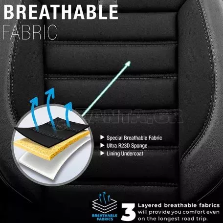 Καλύμματα Αυτοκινήτου Otom Limited Design Universal Jacquard / Lacost / Δερματίνη Σετ Εμπρός / Πίσω 11 Τεμαχίων Μαύρο Με Γκρι Ραφές LMT-102 