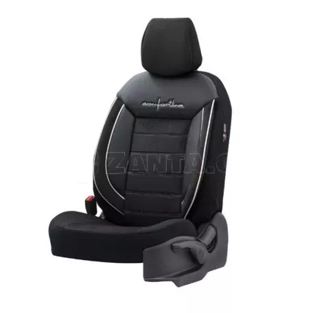Καλύμματα Αυτοκινήτου Otom Comfortline Design Universal Sued / Rachel / Δερματίνη Σετ Εμπρός / Πίσω 11 Τεμαχίων Μαύρο Με Άσπρο Ρέλι CMF-217 