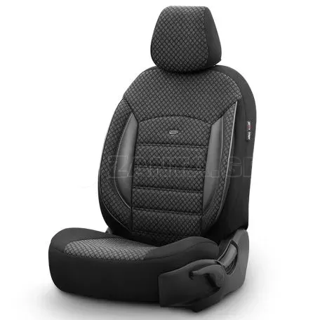 Καλύμματα Αυτοκινήτου Otom Sport Plus Design Universal Βαμβακερό Ύφασμα / Rachel / Δερματίνη Σετ Εμπρός / Πίσω 11 Τεμαχίων Μαύρο SPTPLS-101 