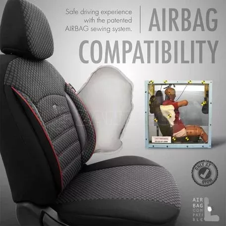 Καλύμματα Αυτοκινήτου Otom Sport Plus Design Universal Βαμβακερό Ύφασμα / Rachel / Δερματίνη Σετ Εμπρός / Πίσω 11 Τεμαχίων Μαύρο Με Κόκκινο Κέντημα SPTPLS-102 