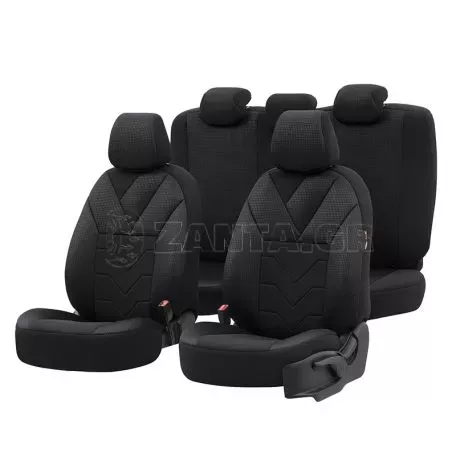 Καλύμματα Αυτοκινήτου Otom Tempo Design Universal Βαμβακερό Ύφασμα Rachel Σετ Εμπρός / Πίσω 11 Τεμαχίων Μαύρο TMP-1501 