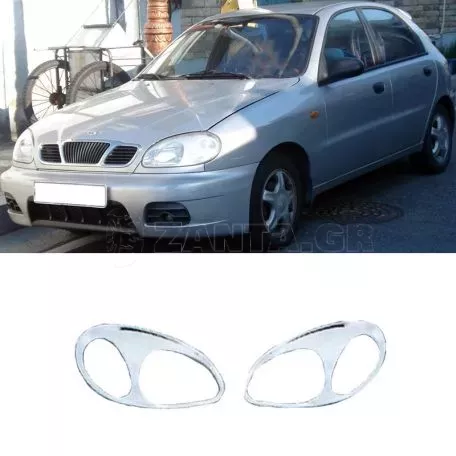 Μασκάκια Μπροστινών Φαναριών Χρωμίου Για Daewoo Lanos 02-08 2 Τεμάχια 