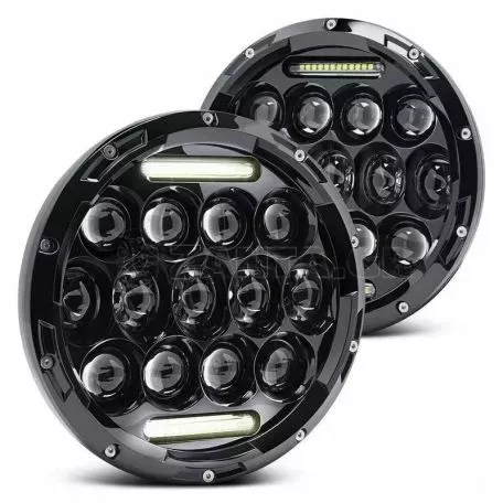 Μπροστινά Φανάρια Set Για Jeep Wrangler 96+ / Mercedes-Benz G-Class W463 / Hummer H1/H2 / Harley-Davidson Led Angel Eyes / DRL Projectors Μαύρα 13 led 2 Τεμάχια 