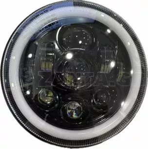 Μπροστινά Φανάρια Set Για Jeep Wrangler 96+ / Mercedes-Benz G-Class W463 / Hummer H1/H2 / Harley-Davidson Led Angel Eyes / DRL Projectors Μαύρα 7 led 2 Τεμάχια 
