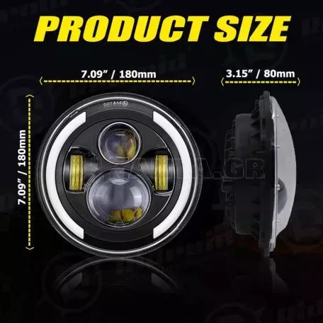 Μπροστινά Φανάρια Set Για Jeep Wrangler 96+ / Mercedes-Benz G-Class W463 / Hummer H1/H2 / Harley-Davidson Led Angel Eyes / DRL Projectors Μαύρα 6 led 2 Τεμάχια 
