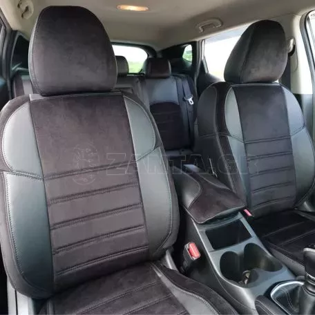 Καλύμματα Αυτοκινήτου Otom Custom Fit Για Nissan Qashqai J11 2014-2021 Sued / Rachel / Δερματίνη Σετ Εμπρός / Πίσω 15 Τεμαχίων Μαύρο-Γκρι 47014_ΚV_LD 