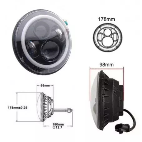Μπροστινά Φανάρια Set Για Jeep Wrangler 96+ / Mercedes-Benz G-Class W463 / Hummer H1/H2 / Harley-Davidson Led Angel Eyes / DRL Projectors Μαύρα 