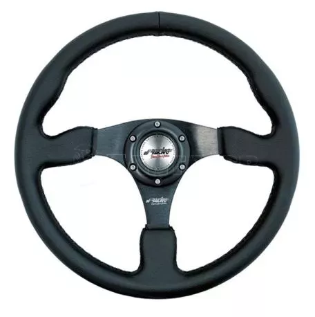 Simoni Racing ΤΙΜΟΝΙ DEFENDER PELLE ΜΑΥΡΟ ΤΡΙΑΚΤΙΝΟ ΔΕΡΜΑΤΙΝΟ 350mm SRDEF35/P 