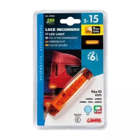 Lampa ΦΩΣ ΟΓΚΟΥ 6LED ΠΟΡΤΟΚΑΛΙ 12/24V 96mm ΑΔΙΑΒΡΟΧΟ 1ΤΕΜ. L9700.9 