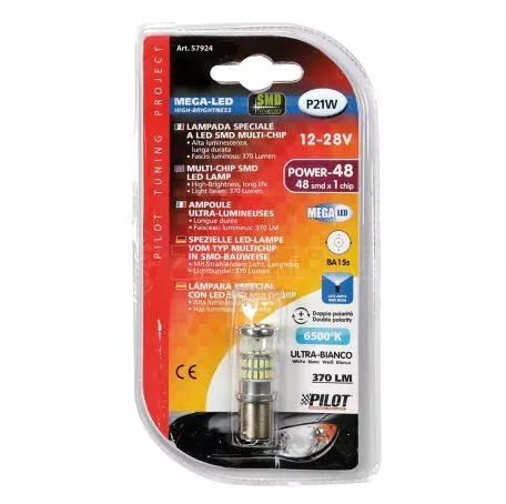 Lampa P21W 12-28V BA15s MEGA-LED48 6.500K 370lm ΔΙΑΘΛΑΣΗΣ (ΜΟΝΟΠΟΛΙΚΟ) BLISTER 1 ΤΕΜ. L5792.4 