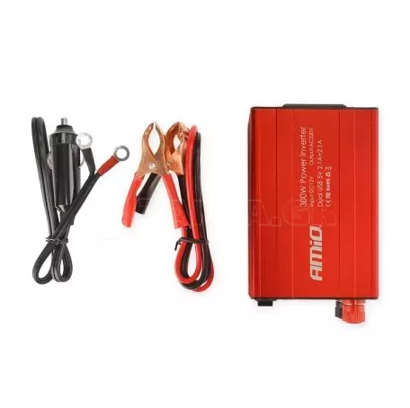AMIO INVERTER 12>230V max300W-peak600W +2USB PI03 AMiO – 1 ΤΕΜ. 02470/AM 