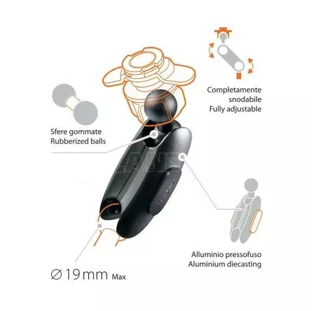 Optiline Ρυθμιζόμενος Βραχίονας Προέκτασης Orbit της σειράς Titan Optiline με μήκος 7 cm, συμβατός με Βάσεις Στήριξης Κινητού Optiline ή Βάσεις Στήριξης Κινητού με μπίλια 19 mm 905 
