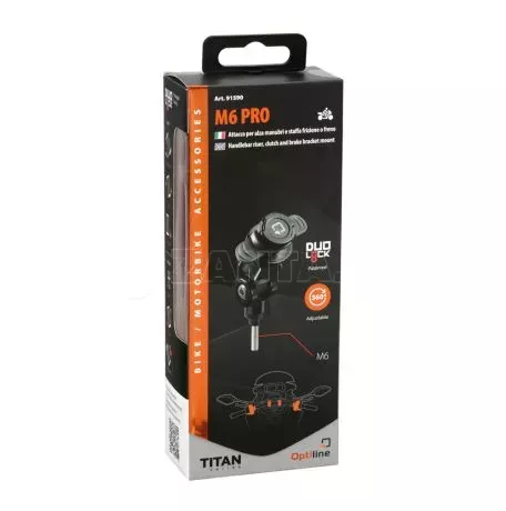 Optiline Βιδωτή Βάση Στήριξης Κινητού M6 Pro της σειράς Titan Optiline για τις Βίδες στα Καβαλέτα ή στους Διακόπτες στο Τιμόνι Μηχανής με σπείρωμα M6 και σύστημα Duolock, συμβατή μ 
