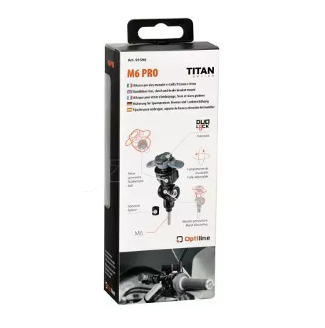 Optiline Βιδωτή Βάση Στήριξης Κινητού M6 Pro της σειράς Titan Optiline για τις Βίδες στα Καβαλέτα ή στους Διακόπτες στο Τιμόνι Μηχανής με σπείρωμα M6 και σύστημα Duolock, συμβατή μ 