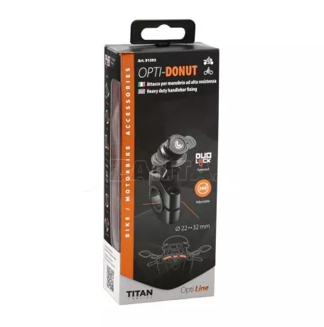 Optiline Βάση Στήριξης Κινητού Donut της σειράς Titan Optiline για Τιμόνι Μηχανής ή Ποδηλάτου με διάμετρο από 22 mm έως 32 mm και σύστημα Duolock, συμβατή με Θήκες ή Αντάπτορες Κιν 