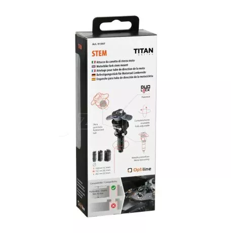 Lampa Βιδωτή Βάση Στήριξης Κινητού Stem της σειράς Titan Optiline για την Κεντρική Βίδα της Πλάκας στο Τιμόνι Μηχανής με διάμετρο από 12 mm έως 25,1 mm και σύστημα Duolock, συμβατή 