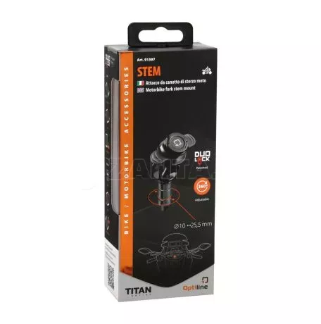 Lampa Βιδωτή Βάση Στήριξης Κινητού Stem της σειράς Titan Optiline για την Κεντρική Βίδα της Πλάκας στο Τιμόνι Μηχανής με διάμετρο από 12 mm έως 25,1 mm και σύστημα Duolock, συμβατή 