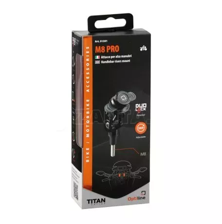 Optiline Βιδωτή Βάση Στήριξης Κινητού M8 Pro της σειράς Titan Optiline για τις Βίδες στα Καβαλέτα ή στους Διακόπτες στο Τιμόνι Μηχανής με σπείρωμα M8 και σύστημα Duolock, συμβατή μ 