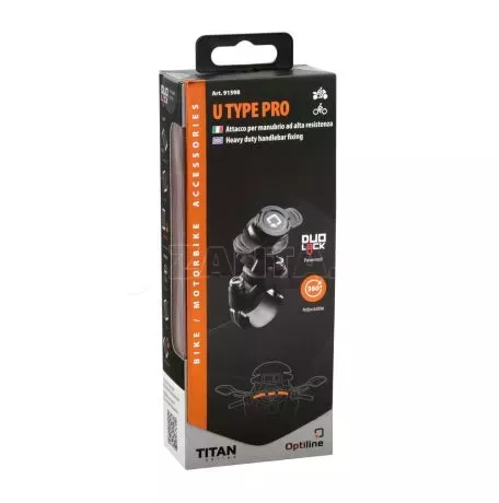 Optiline Βάση Στήριξης Κινητού U Type Pro της σειράς Titan Optiline για Τιμόνι Μηχανής ή Ποδηλάτου με διάμετρο από 22 mm έως 28 mm και σύστημα Duolock, συμβατή με Θήκες ή Αντάπτορε 