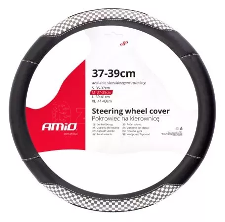 AMIO ΚΑΛΥΜΜΑ ΤΙΜΟΝΙΟΥ 37/39CM SWC-39-M ΜΑΥΡΟ ΜΕ ΛΕΥΚΗ ΡΑΦΗ ΔΕΡΜΑΤΙΝΗ ( ΚΑΡΟ ΣΗΜΑΙΑ) AMIO - 1 ΤΕΜ. 02812/AM 
