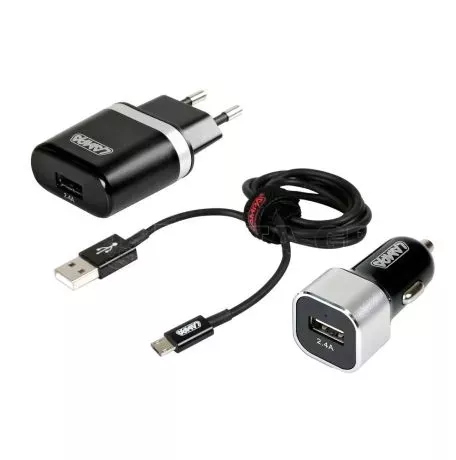 Lampa ΦΟΡΤΙΣΤΗΣ ΑΝΑΠΤΗΡΑ 12/24V 3 ΣΕ 1 ΜΕ ΠΡΙΖΑ 230V + 1 MICRO USB 2400mA ΜΕ ΚΑΛΩΔΙΟ 100cm SILVER LINE LAMPA - 1 TEM. L3887.7/T 