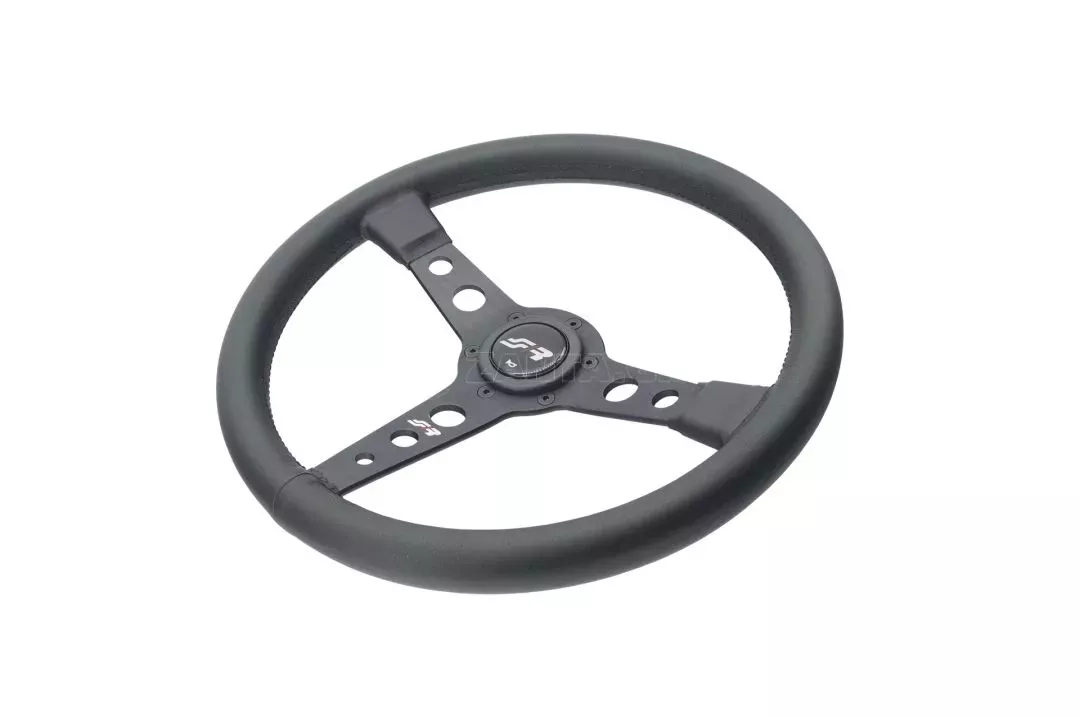 Simoni Racing ΤΙΜΟΝΙ GRINTA ΜΑΥΡΟ ΟΙΚΟΛΟΓΙΚΟ ΔΕΡΜΑ ΤΡΙΑΚΤΙΝΟ ΔΙΑΜΕΤΡΟΣ 350mm ΠΑΧΟΣ 102mm SIMONI RACING - 1 TEM. SRGRINTA