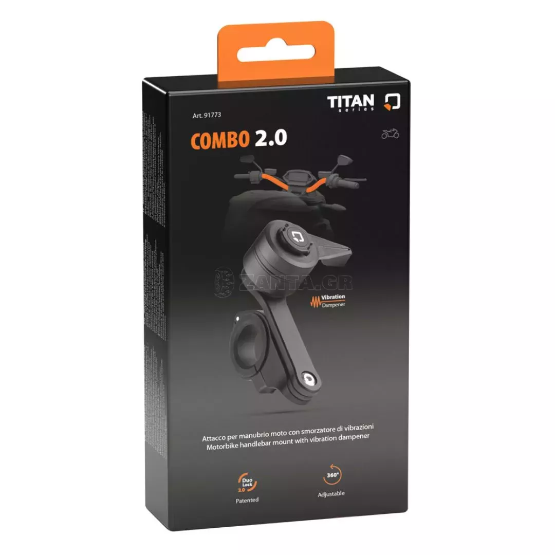 Optiline Διπλή Βάση Στήριξης Κινητού και Action Camera Combo 2.0 της σειράς Titan Optiline για Τιμόνι Μηχανής ή Ποδηλάτου με διάμετρο από 22 mm έως 35 mm με 3D αντικραδασμικό σύστη